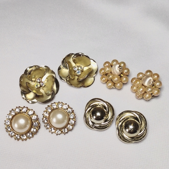 Vintage Jewelry - Clip On Earrings Set/4 Coro Japan and Unmarked